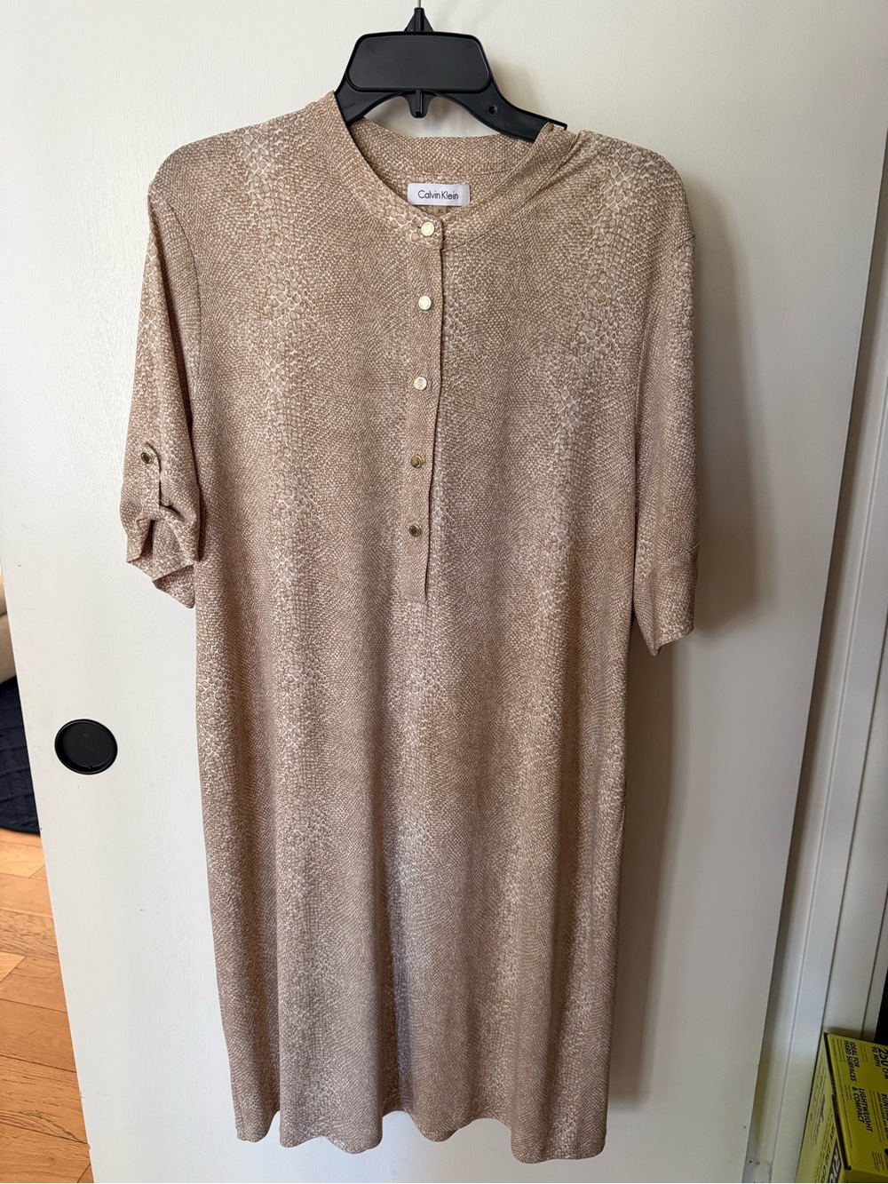 Calvin Klein Taupe Henley Midi Dress